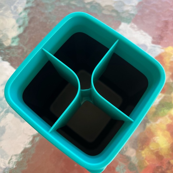 Tupperware Neo 4 Compartment Divided Storage Kitchen Tidy Pot Black Turquoise - Picture 5 of 7